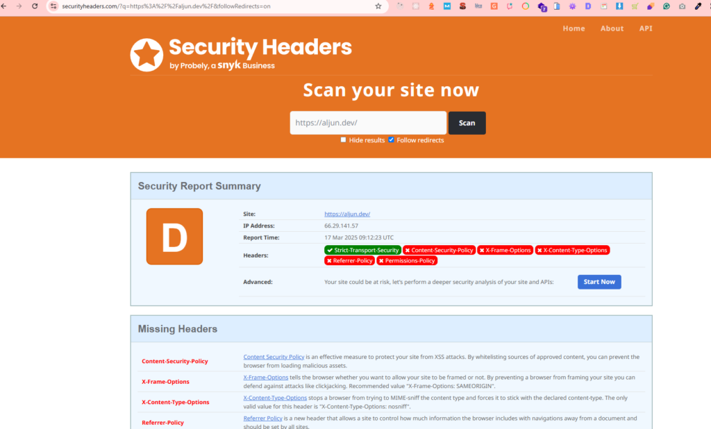 A Free Security Headers checker tool securityheaders